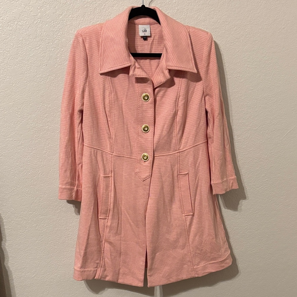 CAbi Peach Trench Coat with Gold/ Ivory Buttons
